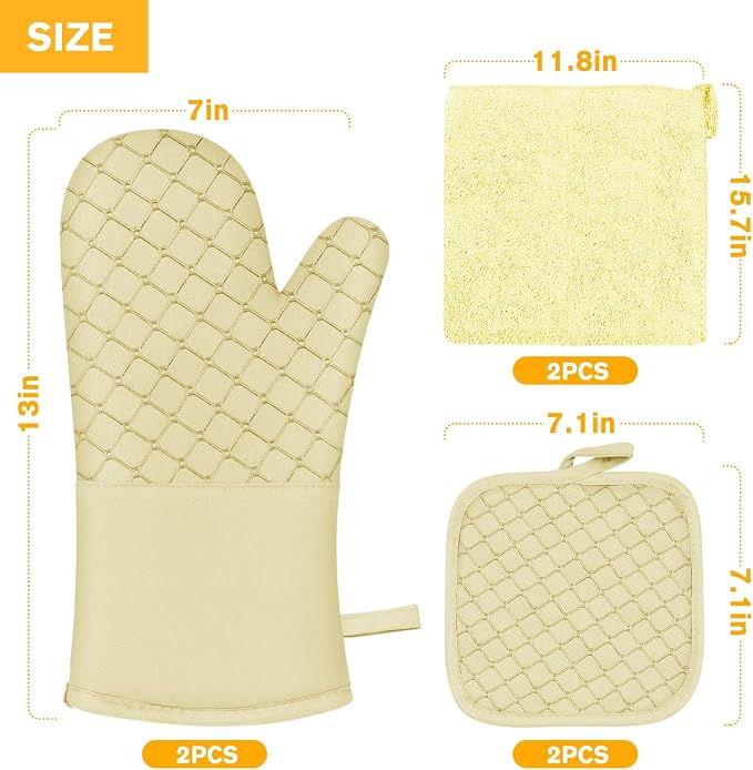 6 Pcs Oven Mitts and Pot Holders, 500℉ Heat Resistant Oven Mitts - Image 7