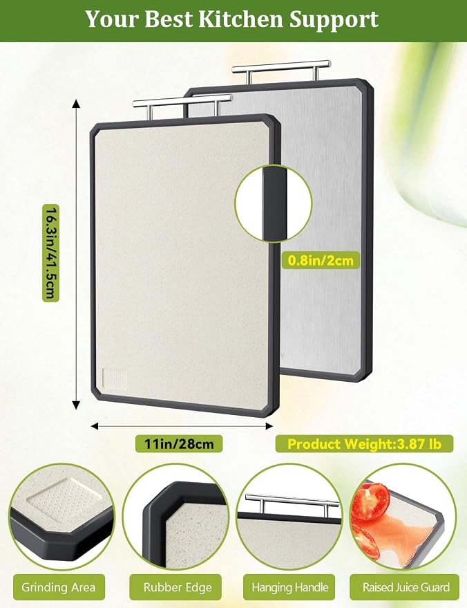Titanium Cutting Boards for Kitchen, 2 in 1 Non Toxic Cutting Board, Food-Grade - Image 5