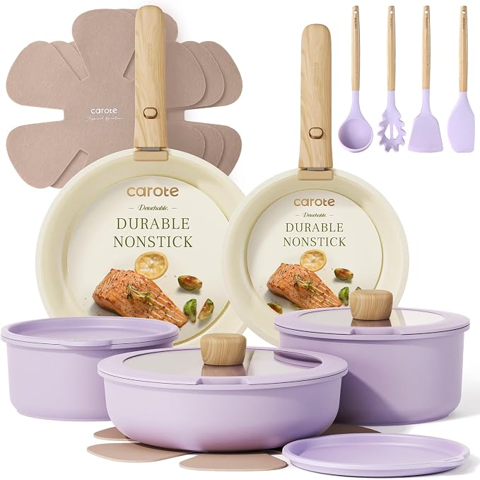 CAROTE Pots and Pans Set Non Stick, Cookware Sets, Oven/Fridge Safe, Space by CAROTE