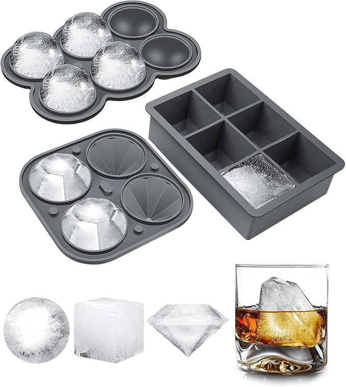 Silicone Large Ice Cube Molds, 6 Ice Ball Maker Mold, 6 Square Ice Cube Mold，4 by DclobTop