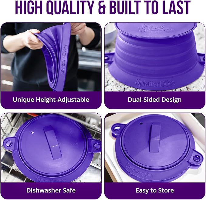 L.I.Q Silicone Splatter Guard – Fits 10 and 12 Inch Pots – Microwave Safe and - Image 6