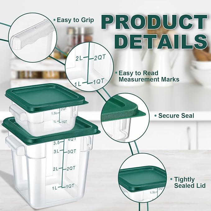 4 Pack 2QT & 4QT Food Storage Containers - Image 3