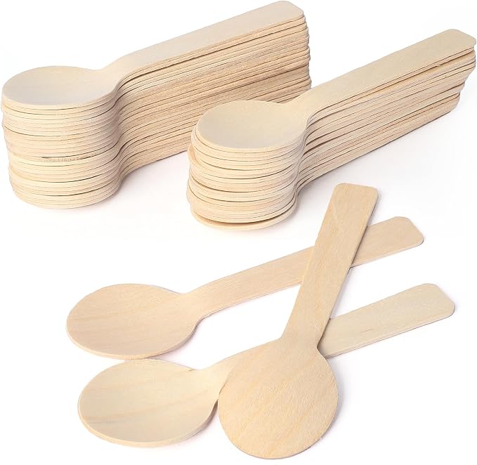 LotFancy Mini Wooden Spoons, 4 inch Length, Disposable Tasting Sampling Spoons by LotFancy