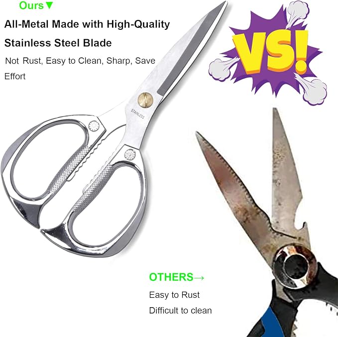 7.5in Stainless Steel Kitchen Scissors, Heavy Duty Shears - Image 3