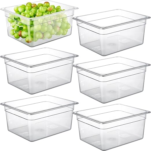 CURTA 6-Pack 1/2 Size 6" Deep NSF Polycarbonate Food Pans | Dishwasher & by CURTA