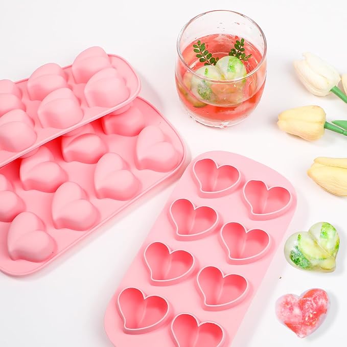 Webake Heart Shpaed Ice Cube Trays, 8-Cavity Heart Silicone Molds - Image 6
