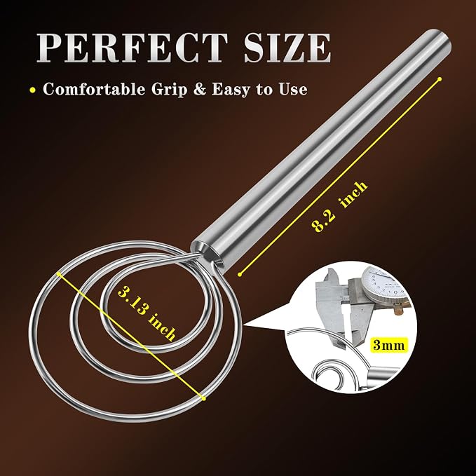 TEEVEA Danish Dough Whisk with Stainless Steel Hook Dutch Style Bread Mixer - Image 3