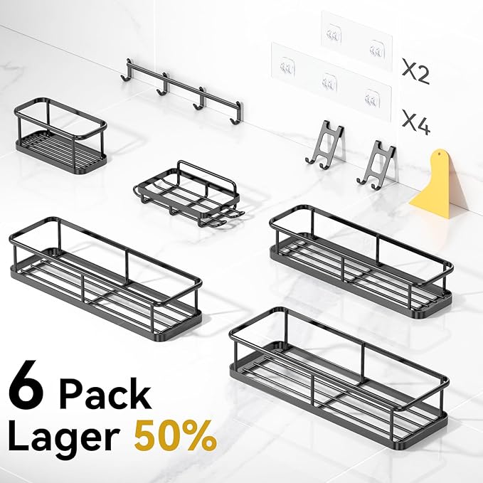 YASONIC Shower Caddy Adhesive, Rustproof Shower Shelves - Image 2