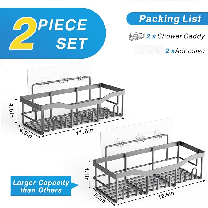 EUDELE Shower Caddy 2 Pack, Adhesive Shower Organizer - Image 7