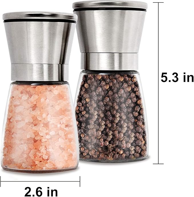 Gulex® Salt and Pepper Grinder Set Pepper Mill, Sea Salt Shaker Refillable - Image 2