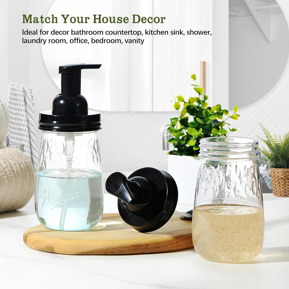 Amolliar 16Oz Foaming Soap Dispenser with Pump Lid, Plastic Refillable