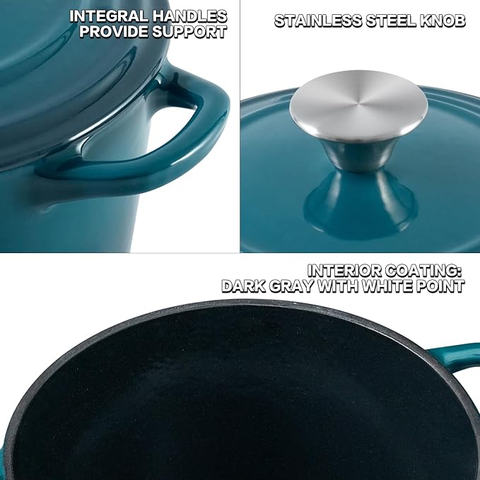 Flavehc Dutch Oven Pot with Lid 1.8 qt Cast Iron Dutch Oven - Image 2