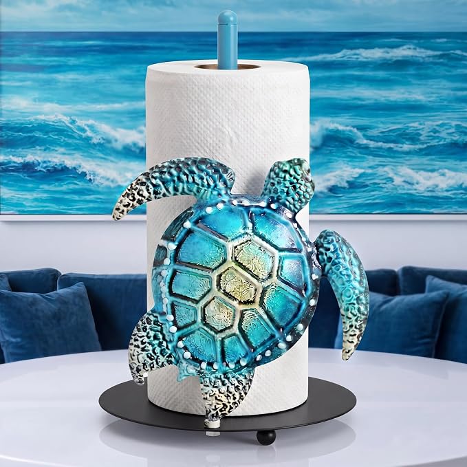 Sea ​​Turtle Paper Towel Holder Green Metal Paper Towel Holder Large Decorative by Yiyiring