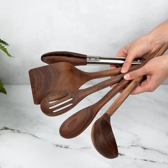 Salt & York 5-piece Walnut Wooden Kitchen Utensil Set - Image 8