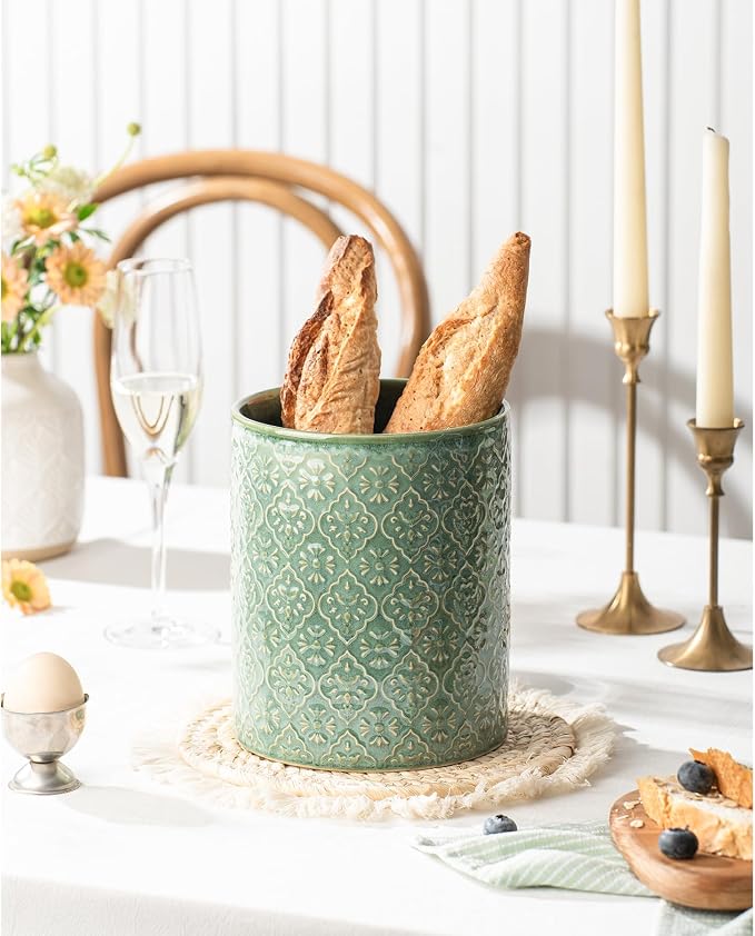 Kitchen Utensil Holder, 6x7 inch Large Ceramic Utensil Holder - Image 4