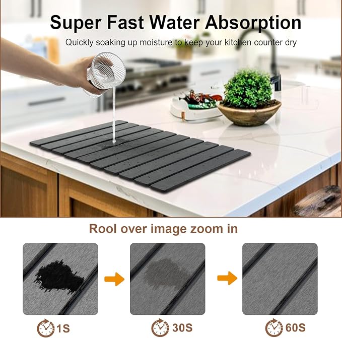 Stone Drying Mat for Kitchen Counter, Stone Bath Mat, Quick Drying Fast - Image 3