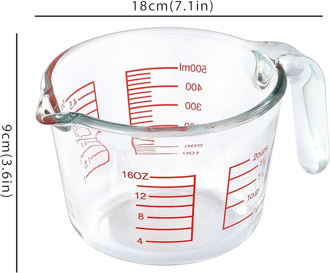 VRUIFA Glass Measuring Cup For Baking and Cooking, Dishwasher, Microwave and - Image 2