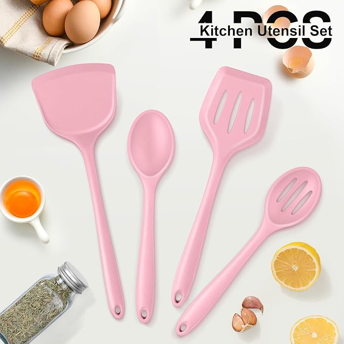 P&P CHEF Kitchen Utensil Set, 4 Pieces Non-stick Silicone Cooking Utensils - Image 6