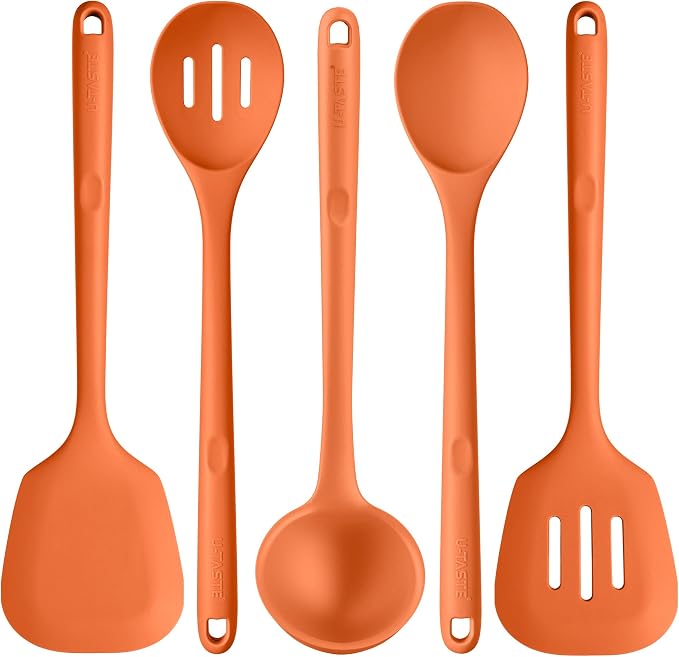 Silicone Kitchen Cooking Utensil Set: U-Taste 600ºF Heat Resistant 13.6in Extra by U-Taste