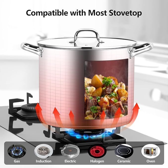 Homikit 16 Quart Stainless Steel Stock Pot, Large Sauce Soup Pot - Image 4