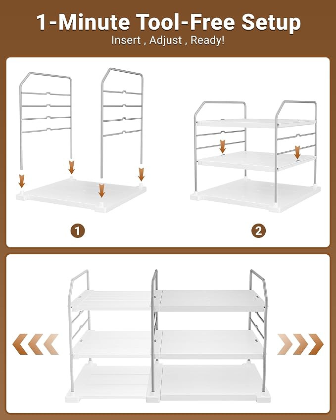 EVERIE Extendable 3-Tier Kitchen Cabinet & Pantry Organizer - Image 6