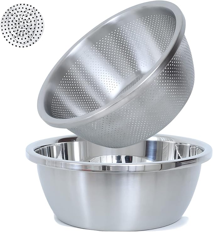 304 Stainless Steel Microporous Colander, 3.5QT Large Capacity by Paoli