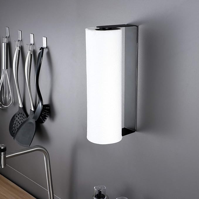ZUNTO Black Paper Towel Holder Under Cabinet, Stainless Steel Kitchen Towel - Image 3