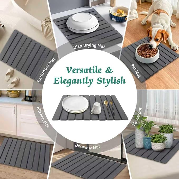 Stone Dish Drying Mat for Kitchen Counter, Absorbent Diatomaceous Earth Bath - Image 7