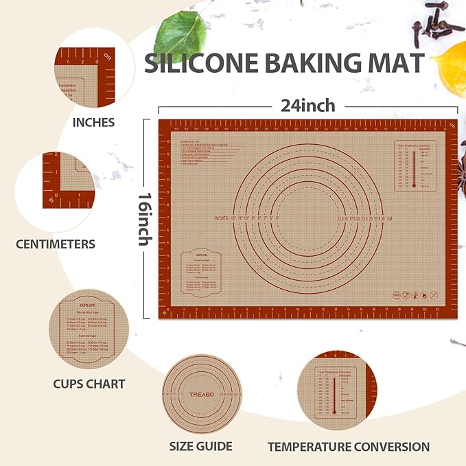 Silicone Baking Mat, Pastry Rolling Sourdough Baking Mat Supplies - Image 7