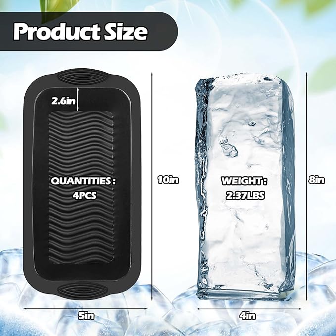 XANGNIER Extra Large Ice Block Mold, 4 Pack 9.4lbs Ice Cubes - Image 6