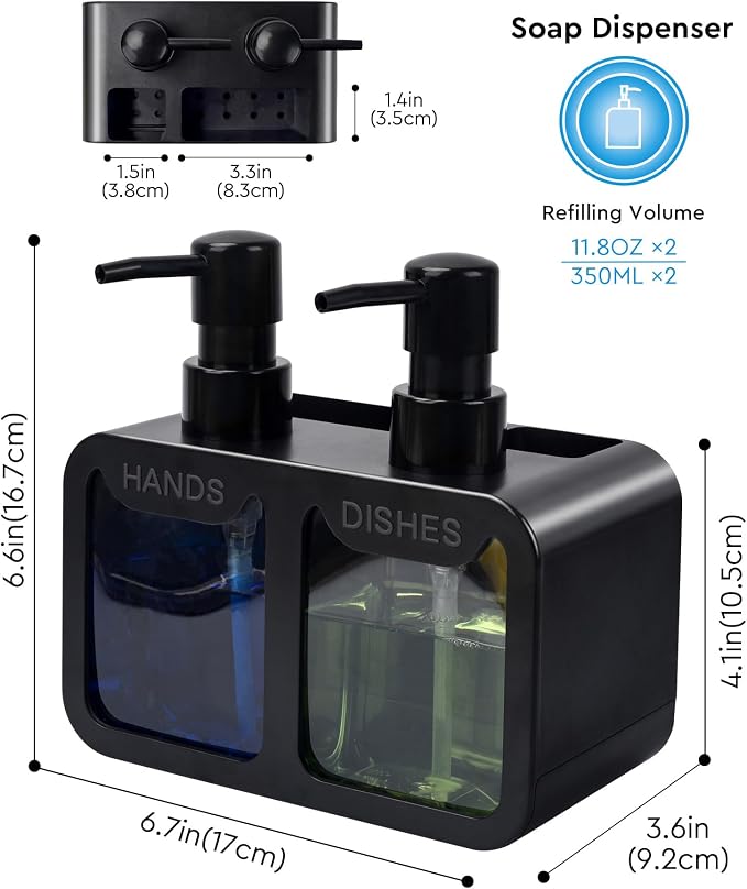 Kitchen Hand Soap and Dish Soap Dispenser Set, Dual Soap Dispenser - Image 6