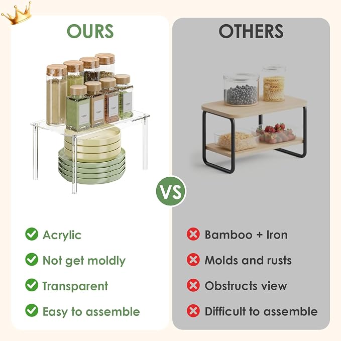 Delamu Clear Kitchen Cabinet Organizer, Stackable Cabinet Shelf - Image 4