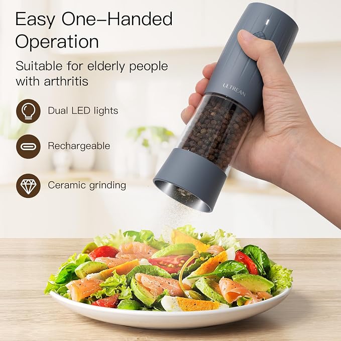 Ultrean Pepper Grinder, Electric Salt and Pepper Grinder Set - Image 2