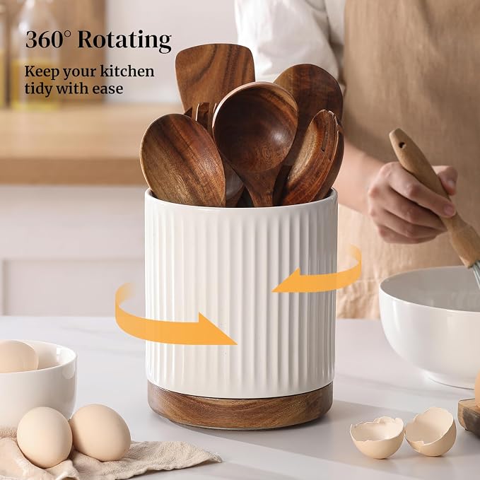 DOWAN 360° Rotating Extra Large Cooking Utensil Holder, 7.6" Kitchen Utensil - Image 7