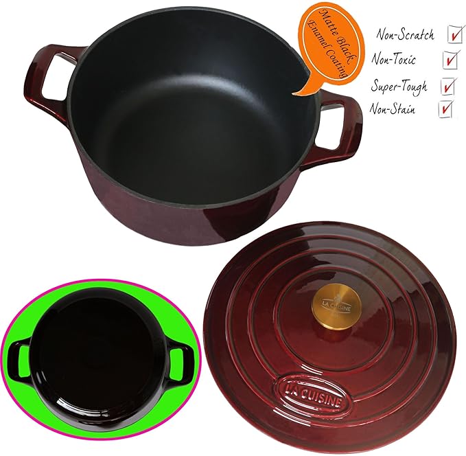 La Cuisine Enameled Cast Iron Dutch Oven Casserole Pot - Image 4