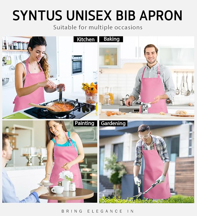 Syntus Apron for Men Women, Adjustable Cooking Kitchen Chef Aprons - Image 6