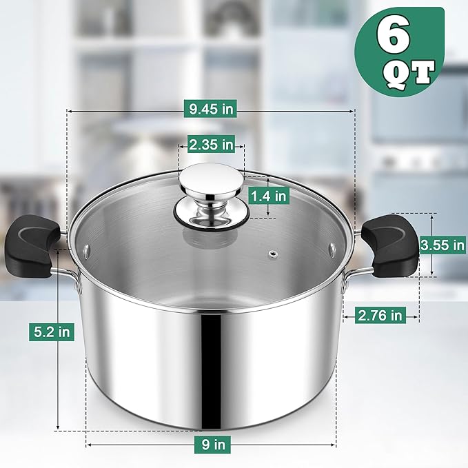 6 Quart 3-Ply Cooking Stock Pot - Image 2
