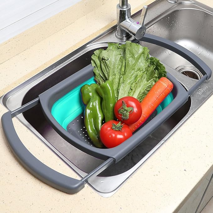 Qimh Colander collapsible, Colander Strainer Over The Sink Vegetable/Fruit - Image 6