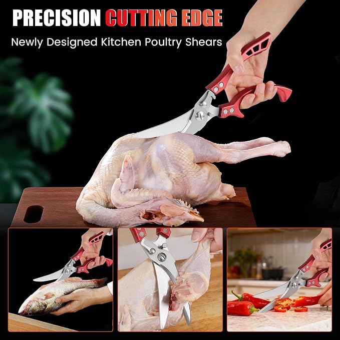 Heavy Duty Kitchen Shears by ANDONG, Kitchen Scissors, Stainless Steel Poultry - Image 5
