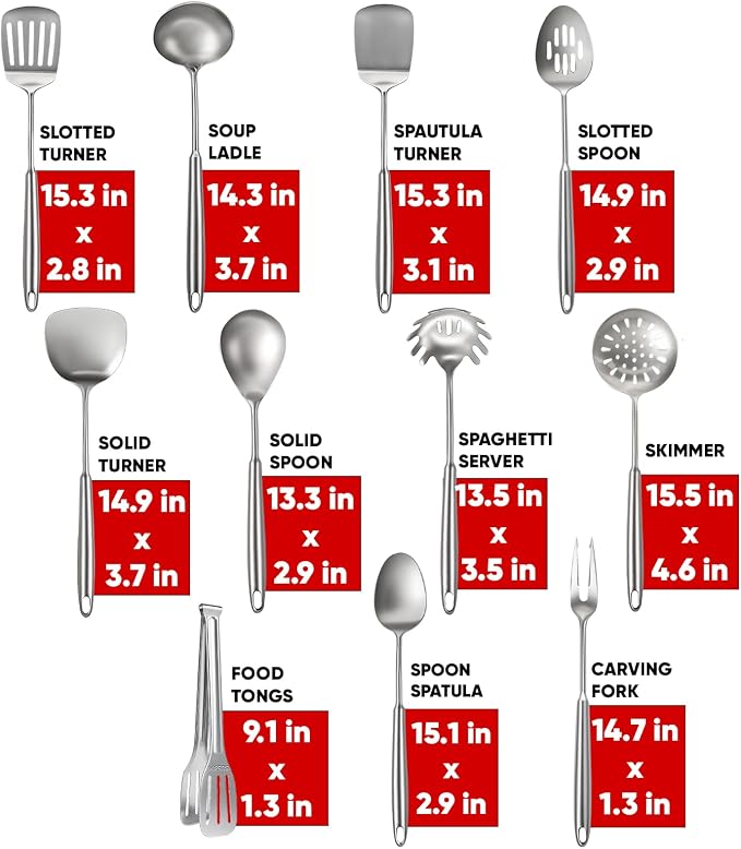 Newness 11 Pcs Cooking Utensils Set, 304 Stainless Steel Kitchen Utensils Set - Image 7