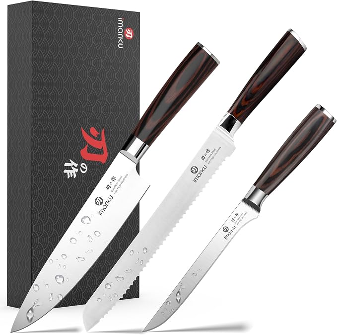 imarku 3 Piece Knife Set, Professional Japanese High Carbon Stainless Steel by imarku