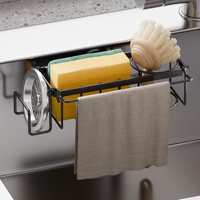 TAILI Sponge Holder with Strong Suction Cup, 4-in-1 Rustproof Sink Organizer by TAILI