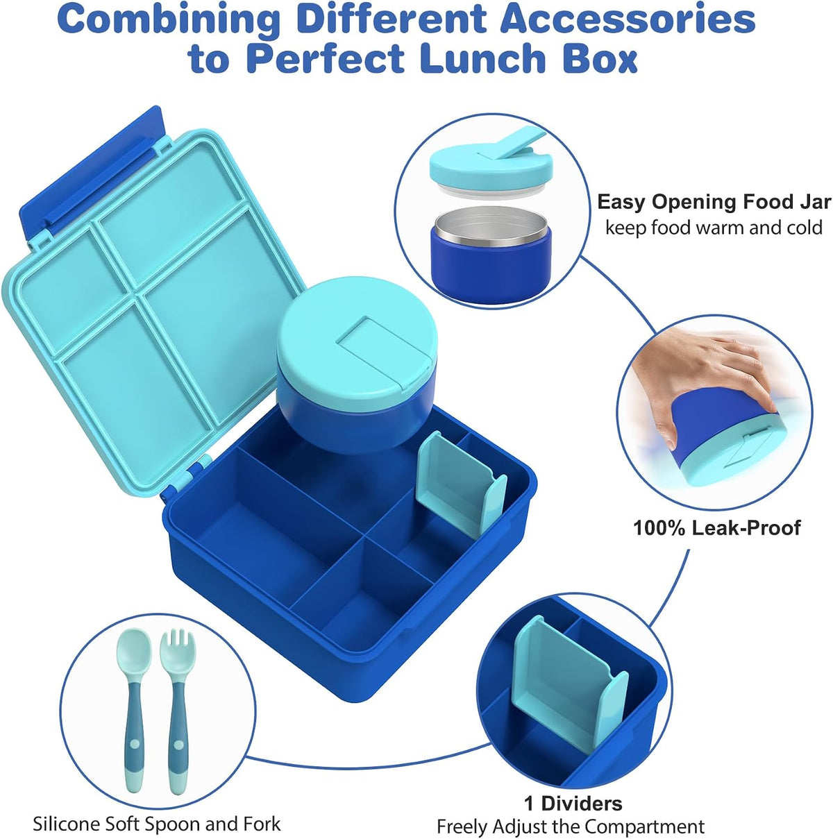 Kids Bento Lunch Box with 8oz Soup Thermo, Water Bottle, Kids