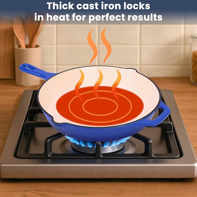 QuliMetal Enameled Cast Iron Cookware Set, Frying Pan, Saucepan & Dutch Oven - Image 3