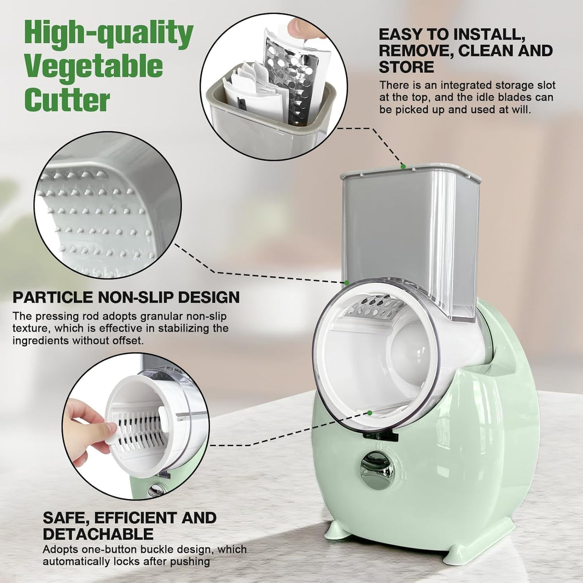 Electric Cheese Grater for Block Cheese - 3 in 1 Rotary Cheese Grater
