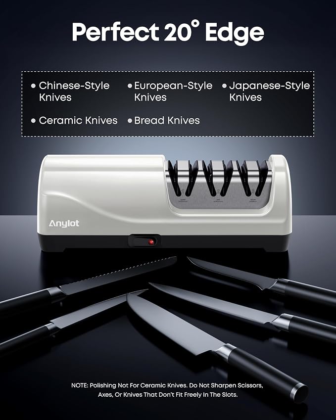 Kitchen Electric Knife Sharpener, 3-Stage Diamond Knife Sharpener Electric - Image 6