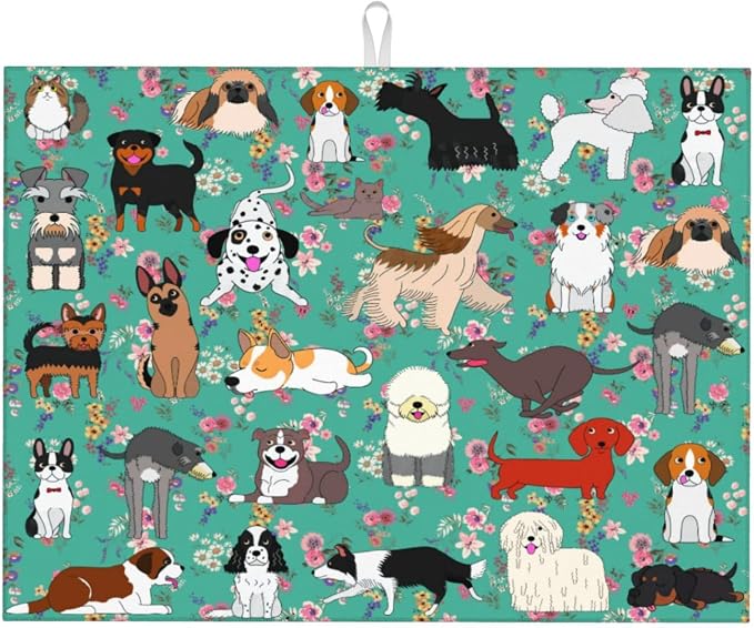 Dog Dish Drying Mat For Kitchen Microfiber Drying Mats Absorbent Reversible by Chiweiyang