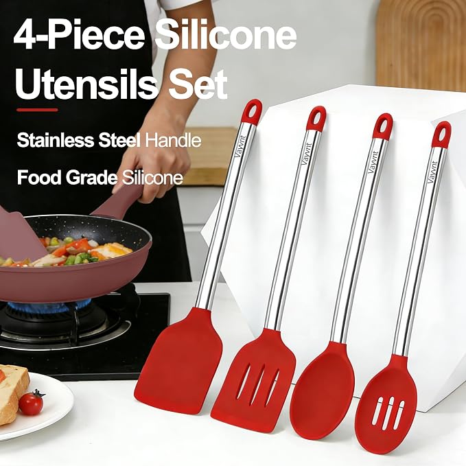Vayvnt 4 PCS Silicone Kitchen Utensils, Large Cooking Utensils Set - Image 6