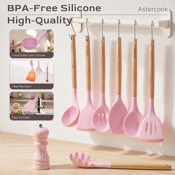 Astercook Kitchen Utensils set, 446°F Heat Resistant Food Grade Utensil Sets - Image 7