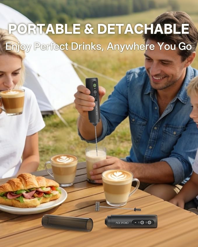 CIRCLE JOY 2-Speed Rechargeable Milk Frother Hanheld, Dual Coil Whisk Head - Image 5